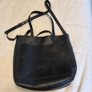 Madewell Black Leather Tote Bag